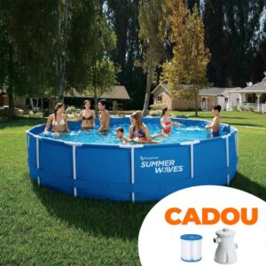 Piscină rotundă cu cadru metalic, Summer Waves; Dimensiuni 366 x 76cm (Pompă filtrare inclusă)